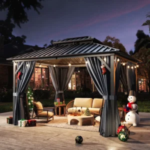 Hardtop Gazebo 10x12 ft - Double Galvanized Steel Roof & Aluminum Frame